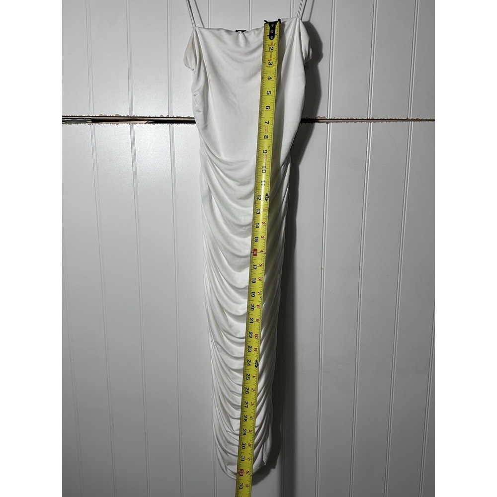 Windsor White Ruched Midi Dress Spaghetti Strap Bodycon XS - Picture 3 of 6
